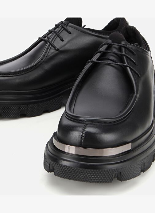 Erkek Deri Siyah Yüksek Tabanlı Günlük Ayakkabı 02AYH311370A100 - Görsel 4
