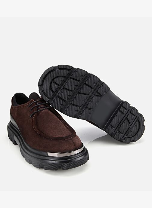 Erkek Süet Deri Kahverengi Yüksek Tabanlı Günlük Ayakkabı 02AYH311380A480 - Görsel 7