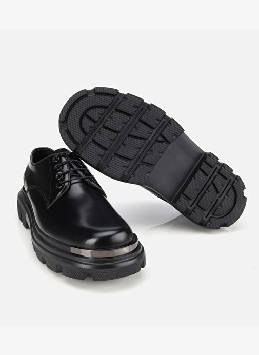 Erkek Açma Deri Siyah Yüksek Tabanlı Günlük Ayakkabı 02AYH311390A100 - Görsel 7