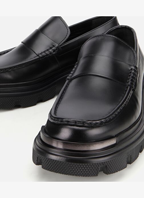 Erkek Deri Siyah Yüksek Tabanlı Klasik Loafer 02AYH311400A100 - Görsel 4