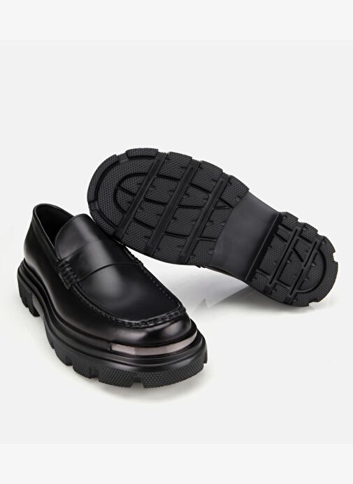 Erkek Deri Siyah Yüksek Tabanlı Klasik Loafer 02AYH311400A100 - Görsel 7