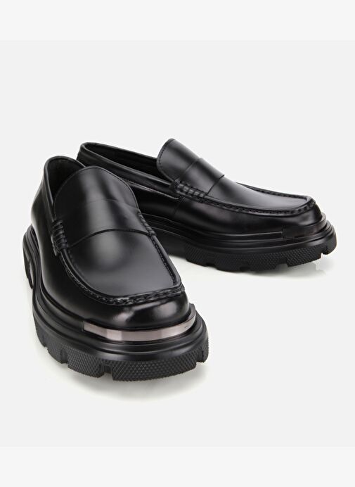 Erkek Deri Siyah Yüksek Tabanlı Klasik Loafer 02AYH311400A100 - Görsel 3