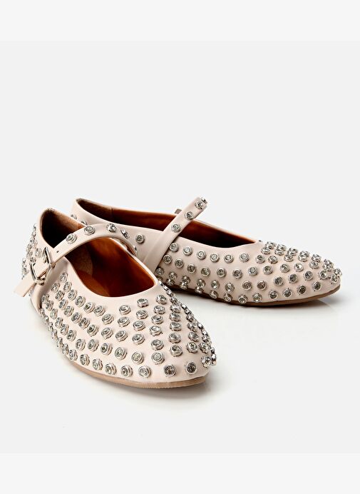 Kadın Bej Taşlı Babet - Görsel 3