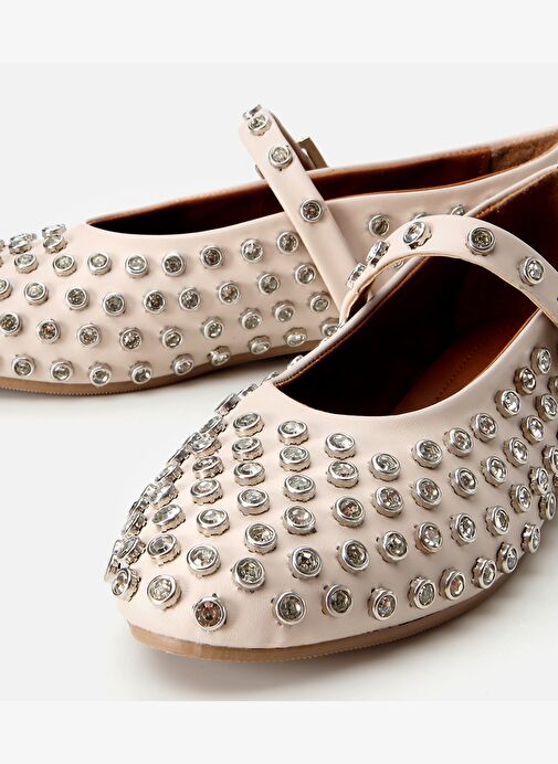 Kadın Bej Taşlı Babet - Görsel 4