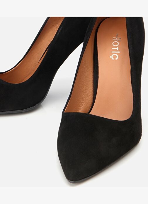 Kadın Süet Deri Siyah Stiletto - Görsel 4