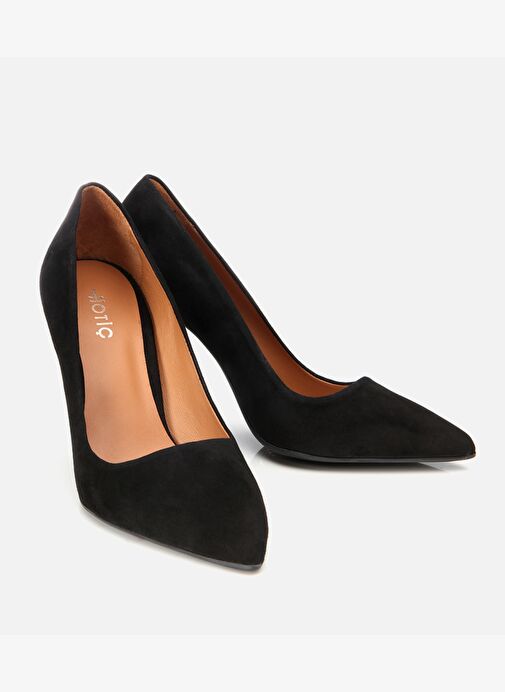Kadın Süet Deri Siyah Stiletto - Görsel 3