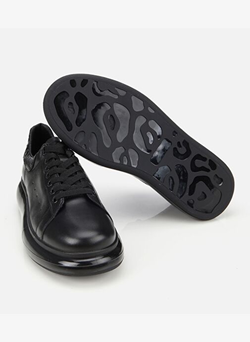 Erkek Deri Siyah Yüksek Tabanlı Spor Ayakkabı 02AYH305130A100 - Görsel 7