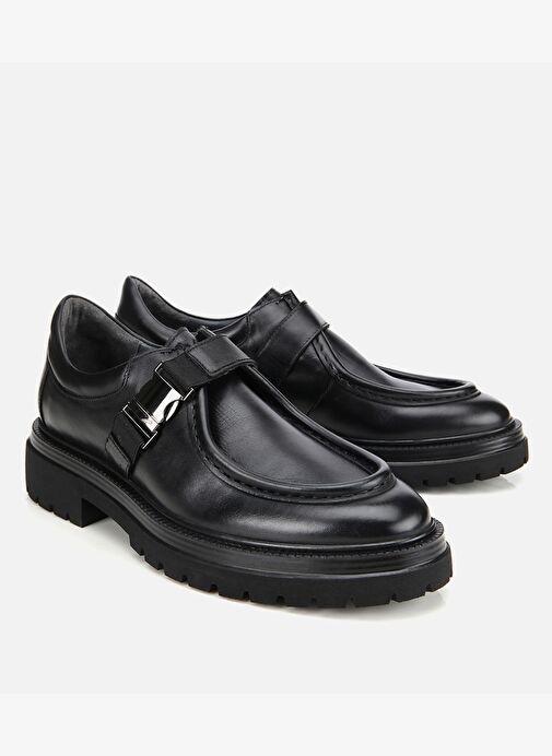Erkek Deri Siyah Metal Tokalı Klasik Loafer 02AYH311670A100 - Görsel 3