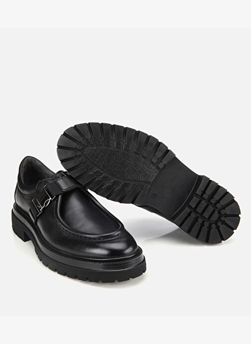Erkek Deri Siyah Metal Tokalı Klasik Loafer 02AYH311670A100 - Görsel 7