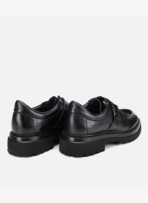 Erkek Deri Siyah Metal Tokalı Klasik Loafer 02AYH311670A100 - Görsel 5