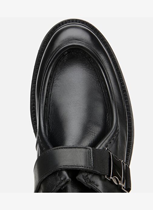 Erkek Deri Siyah Metal Tokalı Klasik Loafer 02AYH311670A100 - Görsel 6
