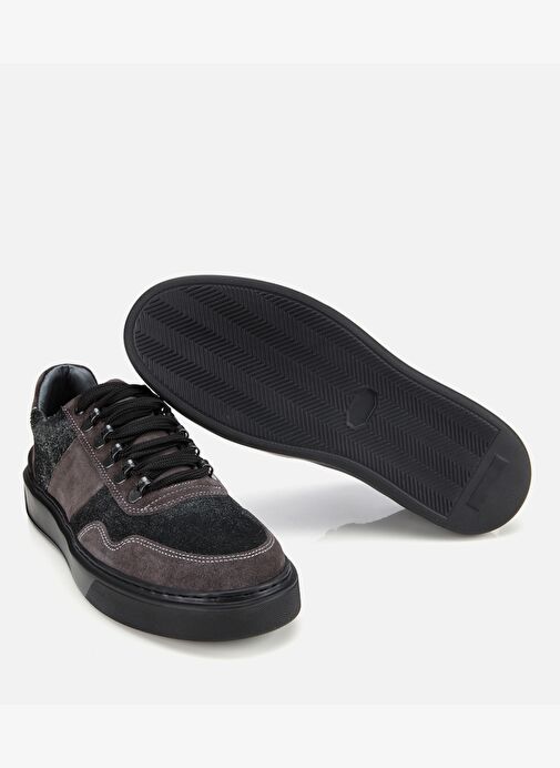 Erkek Süet Deri Siyah Yüksek Tabanlı Spor Ayakkabı 02AYH311810A100 - Görsel 7