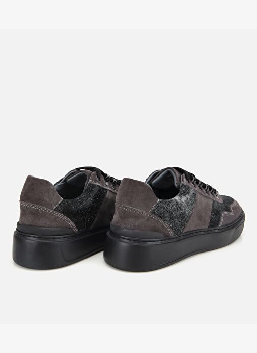 Erkek Süet Deri Siyah Yüksek Tabanlı Spor Ayakkabı 02AYH311810A100 - Görsel 5