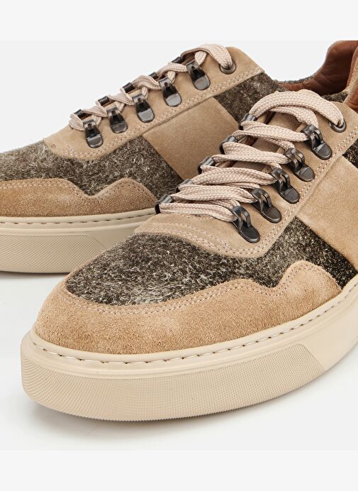 Erkek Süet Deri Bej Yüksek Tabanlı Spor Ayakkabı 02AYH311810A300 - Görsel 4