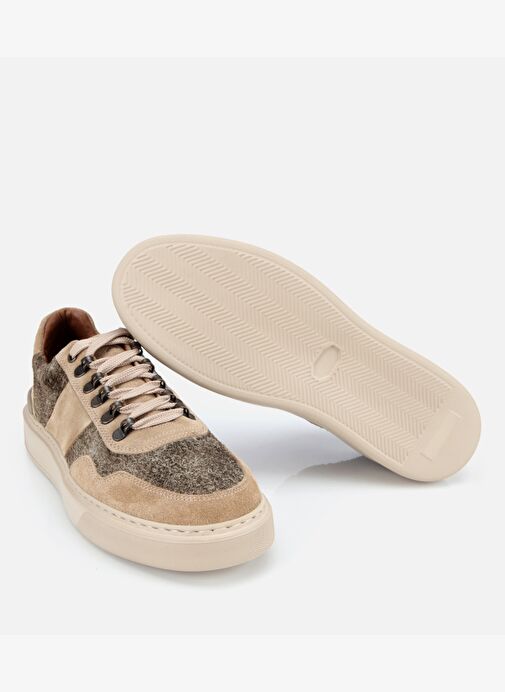 Erkek Süet Deri Bej Yüksek Tabanlı Spor Ayakkabı 02AYH311810A300 - Görsel 7