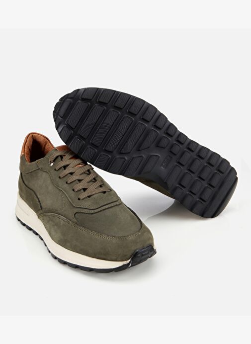 Erkek Deri Haki Spor Ayakkabı 02AYH311820A880 - Görsel 7