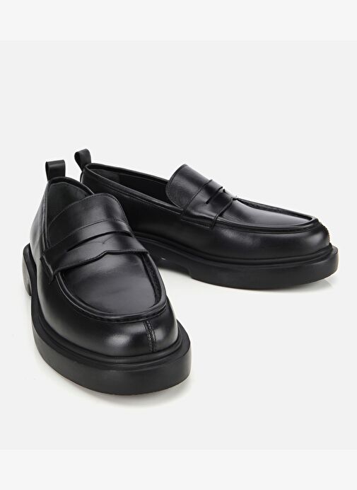 Erkek Deri Siyah Yüksek Tabanlı Klasik Loafer 02AYH311850A100 - Görsel 3