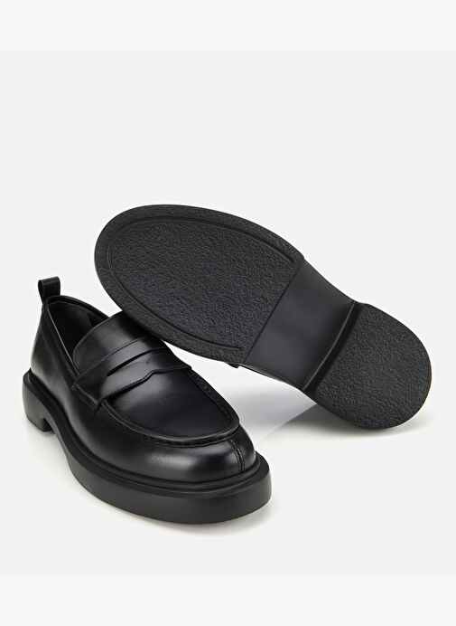 Erkek Deri Siyah Yüksek Tabanlı Klasik Loafer 02AYH311850A100 - Görsel 7