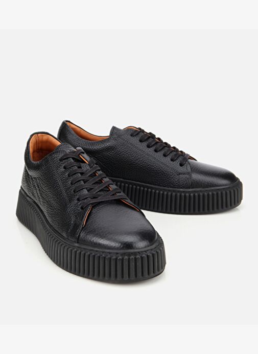 Erkek Deri Siyah Yüksek Tabanlı Spor Ayakkabı 02AYH311870A100 - Görsel 3