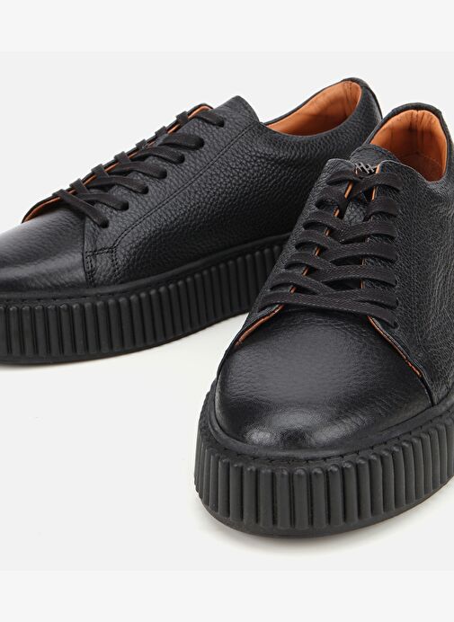 Erkek Deri Siyah Yüksek Tabanlı Spor Ayakkabı 02AYH311870A100 - Görsel 4