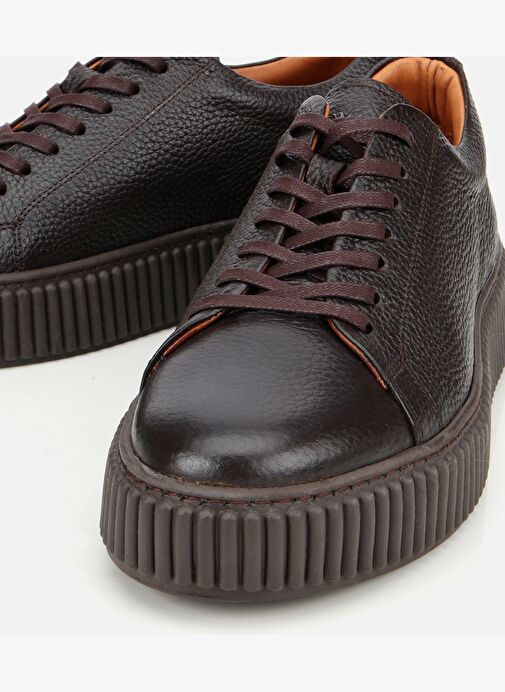 Erkek Deri Kahverengi Yüksek Tabanlı Spor Ayakkabı 02AYH311870A480 - Görsel 4