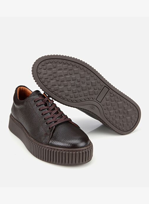 Erkek Deri Kahverengi Yüksek Tabanlı Spor Ayakkabı 02AYH311870A480 - Görsel 7