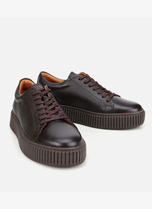 Erkek Deri Kahverengi Yüksek Tabanlı Spor Ayakkabı 02AYH311870A480 - Görsel 3