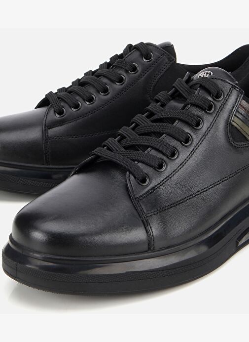 Erkek Deri Siyah Yumuşak Dokulu Esnek Tabanlı Spor Ayakkabı 02AYH312000A100 - Görsel 4