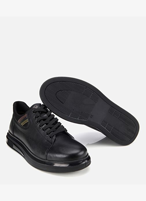 Erkek Deri Siyah Yumuşak Dokulu Esnek Tabanlı Spor Ayakkabı 02AYH312000A100 - Görsel 7