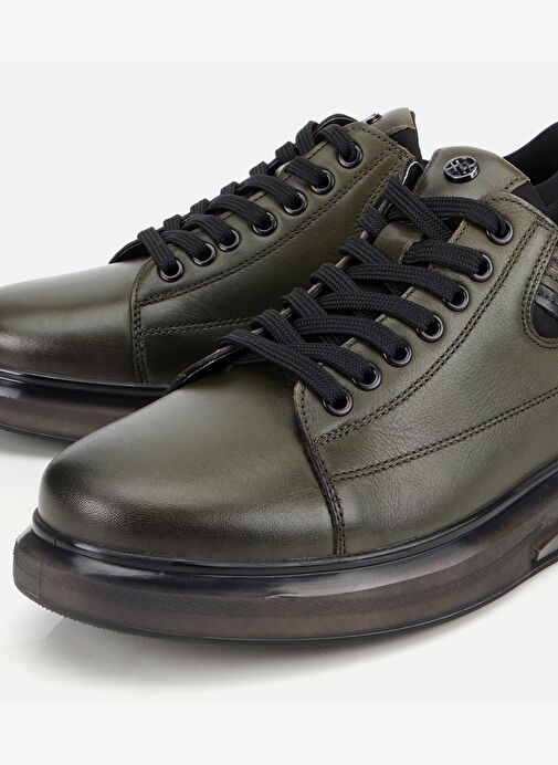 Erkek Deri Haki Yumuşak Dokulu Esnek Tabanlı Spor Ayakkabı 02AYH312000A880 - Görsel 4