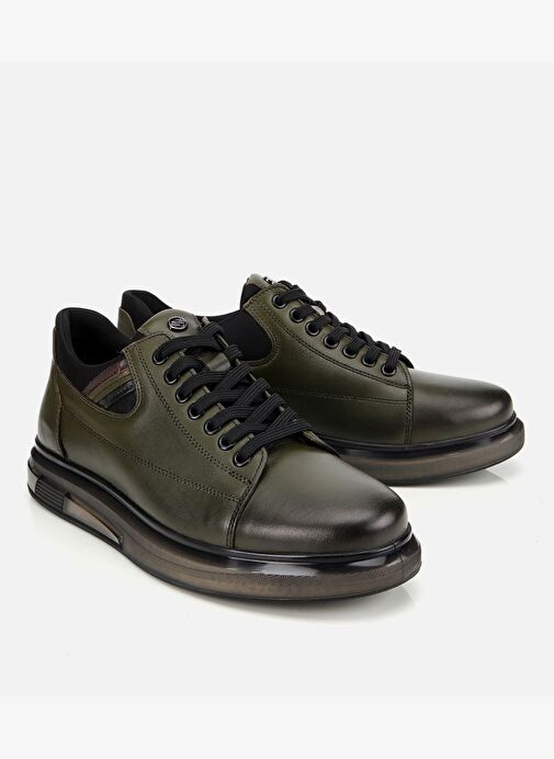 Erkek Deri Haki Yumuşak Dokulu Esnek Tabanlı Spor Ayakkabı 02AYH312000A880 - Görsel 3
