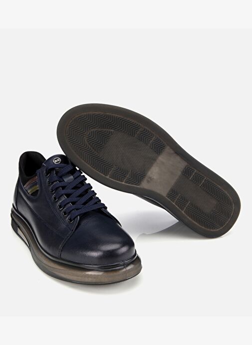 Erkek Deri Lacivert Yumuşak Dokulu Esnek Tabanlı Spor Ayakkabı 02AYH312000A680 - Görsel 7