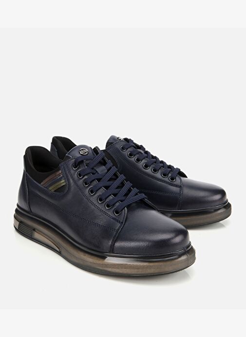 Erkek Deri Lacivert Yumuşak Dokulu Esnek Tabanlı Spor Ayakkabı 02AYH312000A680 - Görsel 3