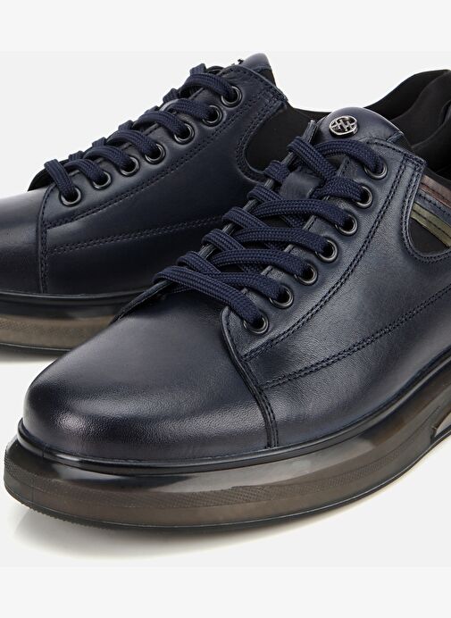 Erkek Deri Lacivert Yumuşak Dokulu Esnek Tabanlı Spor Ayakkabı 02AYH312000A680 - Görsel 4