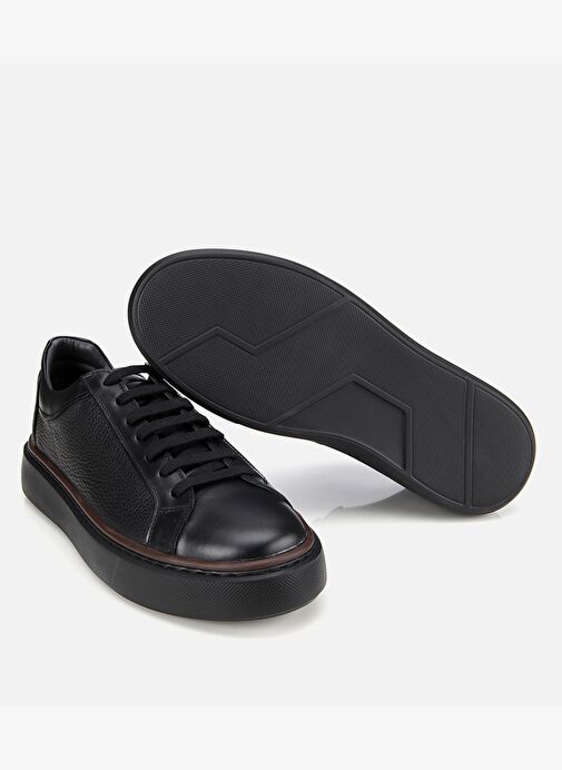 Erkek Deri Siyah Kalın Tabanlı Spor Ayakkabı 02AYH312060A100 - Görsel 7