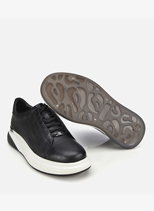 Erkek Deri Siyah Rahat Yüksek Tabanlı Spor Ayakkabı 02AYH312080A100 - Görsel 7