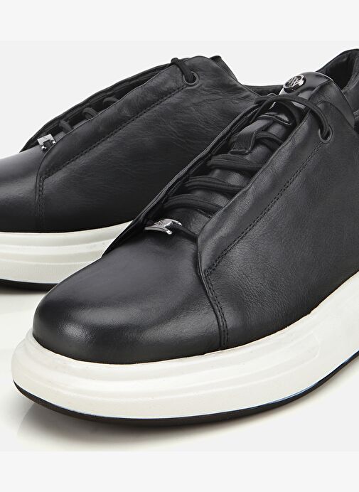 Erkek Deri Siyah Rahat Yüksek Tabanlı Spor Ayakkabı 02AYH312080A100 - Görsel 4