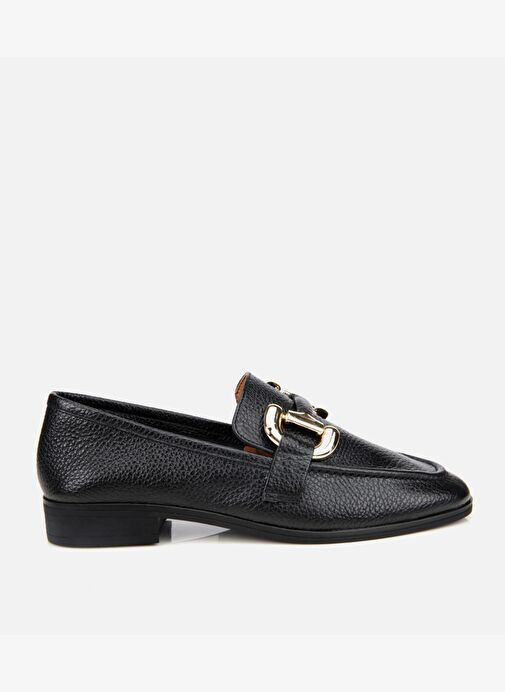 Kadın Deri Siyah Tokalı Klasik Loafer 01AYH312390A100 - Görsel 2