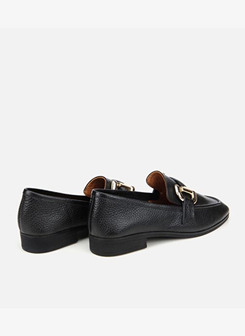 Kadın Deri Siyah Tokalı Klasik Loafer 01AYH312390A100 - Görsel 5