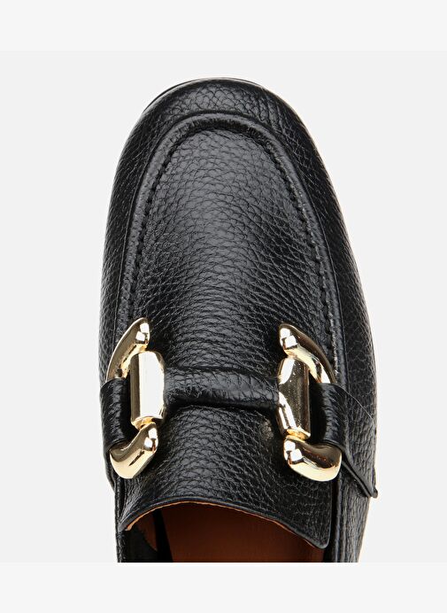 Kadın Deri Siyah Tokalı Klasik Loafer 01AYH312390A100 - Görsel 6