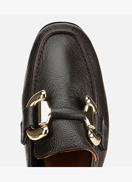 Kadın Deri Kahverengi Tokalı Klasik Loafer 01AYH312390A480 - Görsel 6