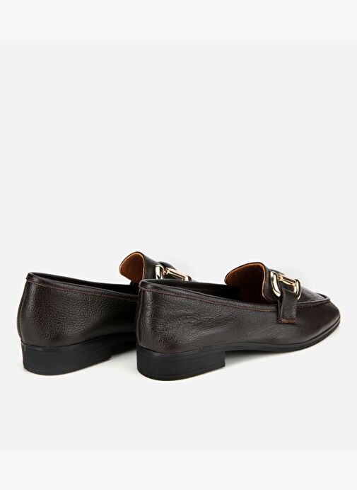 Kadın Deri Kahverengi Tokalı Klasik Loafer 01AYH312390A480 - Görsel 5