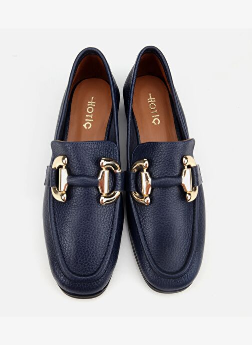 Kadın Deri Lacivert Tokalı Klasik Loafer 01AYH312390A680 - Görsel 7