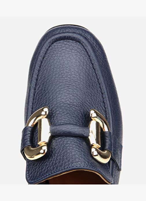 Kadın Deri Lacivert Tokalı Klasik Loafer 01AYH312390A680 - Görsel 6