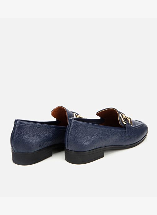 Kadın Deri Lacivert Tokalı Klasik Loafer 01AYH312390A680 - Görsel 5