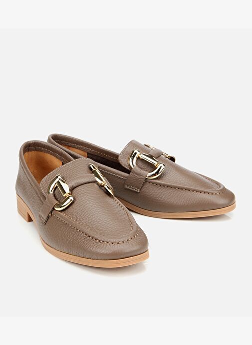 Kadın Deri Vizon Tokalı Klasik Loafer 01AYH312390A450 - Görsel 3