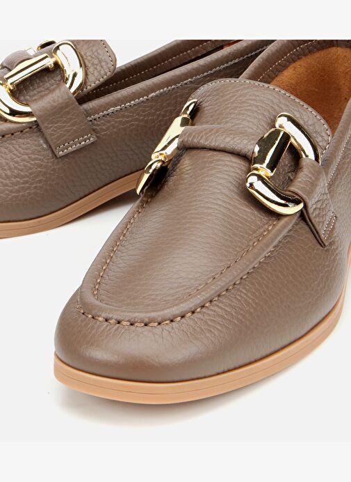 Kadın Deri Vizon Tokalı Klasik Loafer 01AYH312390A450 - Görsel 4