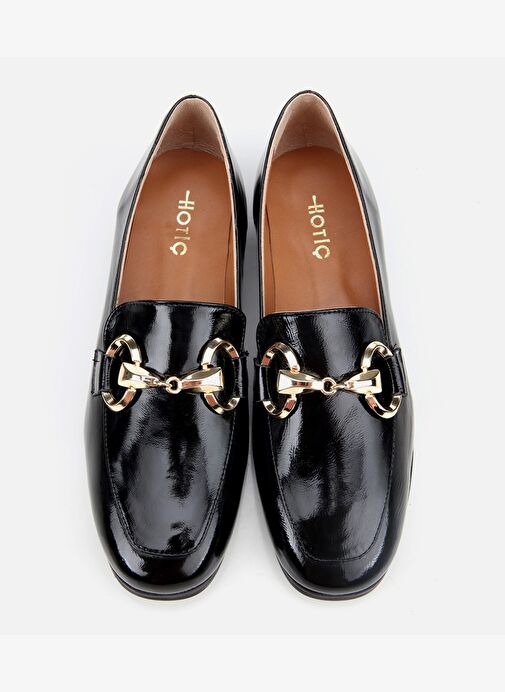 Kadın Rugan Deri Siyah Tokalı Klasik Loafer 01AYH312420A100 - Görsel 7