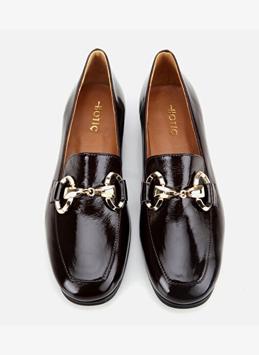 Kadın Rugan Deri Kahverengi Tokalı Klasik Loafer 01AYH312420A480 - Görsel 7
