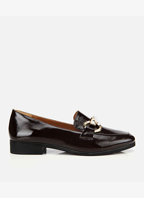 Kadın Rugan Deri Kahverengi Tokalı Klasik Loafer 01AYH312420A480 - Görsel 2